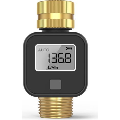 Compteur d'eau numérique LCD en temps réel haute précision alertes réglables ABS pour la maison/le jardin Batterie sans dispositif de mesure de débit (1/5)