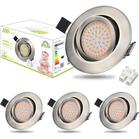 4x Spots LED Encastrables Orientables 40°,Spot Extra Plat Blanc Chaud 3000k 3,5W Plafonnier Encastré Acier Inoxydable Brossé Pour Cuisine Salon Interieur (1/5)