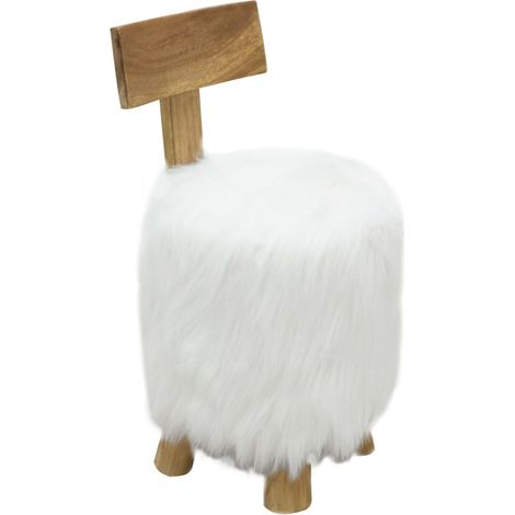 Tabouret Blanc Bois de teck massif (1/5)