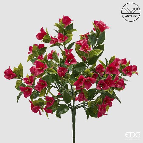 EDG Enzo De Gasperi Bouganvillea Cespuglio x8 con Foglie Anti-UV Pianta Artificiale H 50 Cm Fuchsia