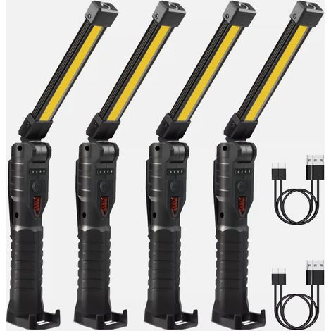 Lampe De Travail Led Cob - Lampe Portative Avec Batterie Rechargeable - Lampe À Aimant Pour Atelier Et Extérieur - 4 Modes D'éclairage - 1 Pièce (1/5)