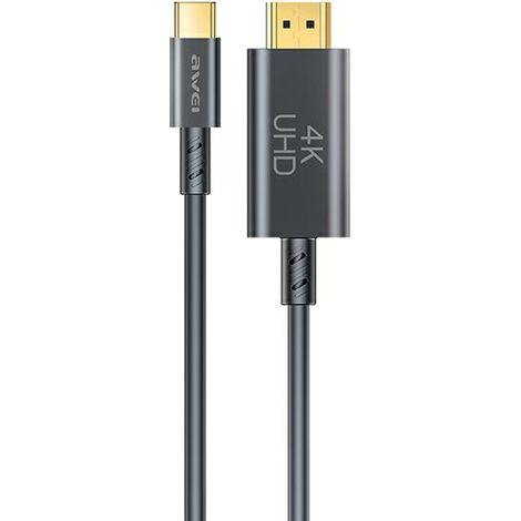 Câble AWEI 4K 30 Hz USB-C vers HDMI Noir (1/5)