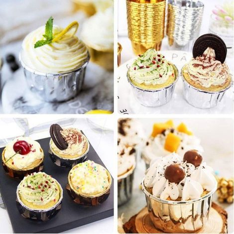 Moules à gâteaux, gobelets jetables en aluminium, ensemble de moules à muffins (1/4)