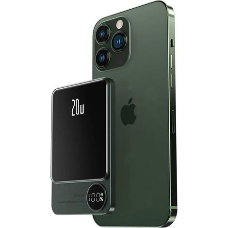 Batterie externe magnétique sans fil 5000 mAh 15 W 9 mm ultra-mince, mini chargeur portable résistant aux gaz, charge rapide. (1/5)
