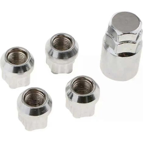 Écrou de roue antivol chromé à fente conique (4 pièces) avec clé M12x15 pour Toyota, Mitsubishi, Mazda et Honda - JXLGV (1/5)