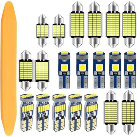 Ampoule LED 194 501 2825, T5 W3W 2721 27 37 286 PC74, Ampoule LED Festoon C5W (31/36/39/41mm), 12V 6000K (Blanc), Sans Erreur Canbus【20 Pièces】