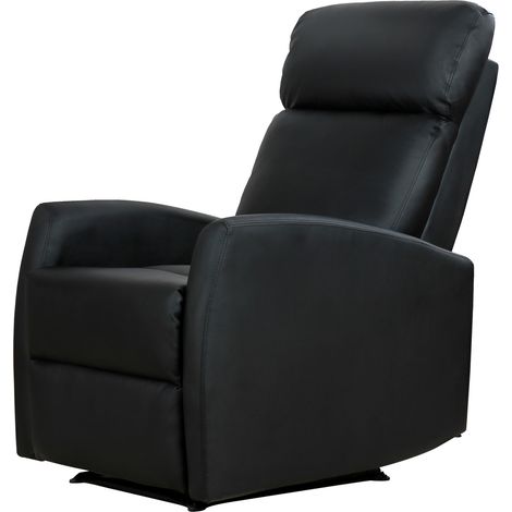 HOMCOM Poltrona Relax in Pelle PU Nera con Schienale Reclinabile (1/5)