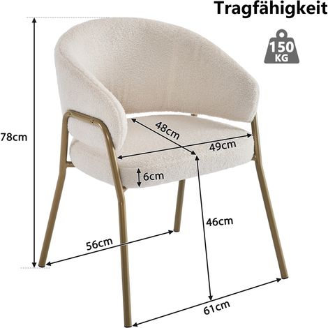 Weißer Esszimmerstuhl Moderner Lamm Samt Spraygold Esszimmerstuhl in Gold-Finish (2 st),Esszimmerstuhl mit Goldene Beine (1/5)