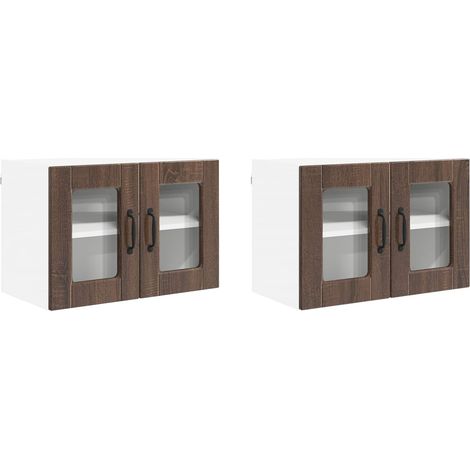 Maison Exclusive - Mobile in vetro da parete PORTO 2 pcs Rovere Marrone