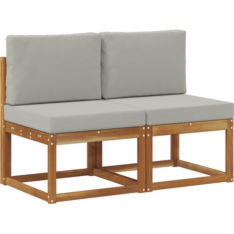 2 Pieza Sofá intermedio de exterior Madera de Acacia Sólida vidaXL