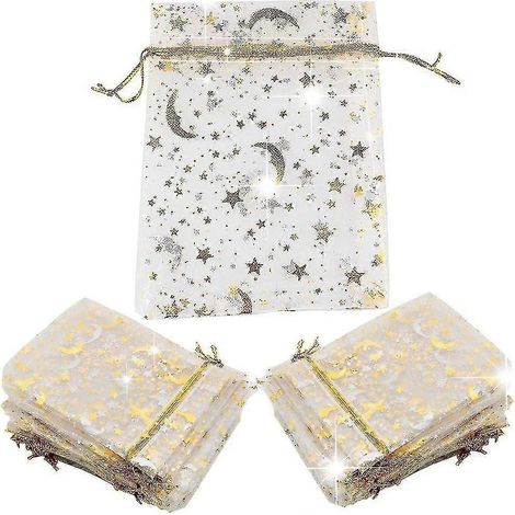 Pochettes cadeaux (100 pièces) en organza avec cordon de serrage, pochettes à bijoux, petits sacs à bonbons, 7 x 9 cm (1/5)