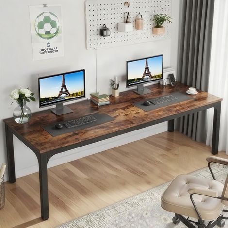 Computertisch, Gaming-/Arbeits-/Lerntisch, 200 x 70 x 75 cm, Rustikales Braun