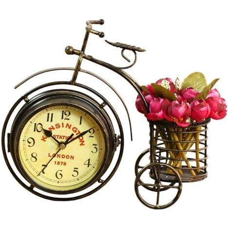 Horloge de table en forme de vélo - bronze - horloge décorative pour salon et chambre (1/5)