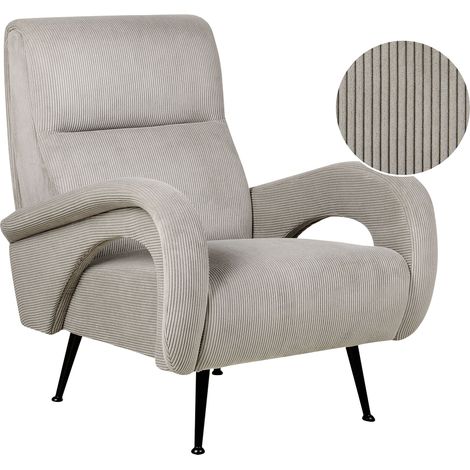 Sillón tapizado pana estilo retro respaldo bajo crema Svalov