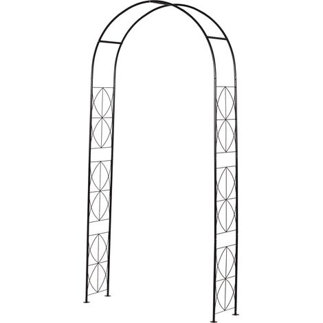 Arche métallique pour rosiers grimpants, support pour plantes grimpantes, arche de jardin à sommet pointu, structure métallique, treillage, support pour rosiers de jardin, 114 x 30 x 230 cm, noir (1/4)