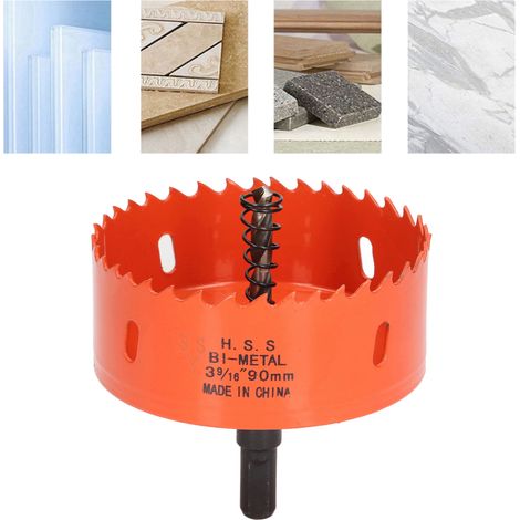 La scie cloche bimétallique HSS avec un mandrin robuste est utilisée pour fabriquer des plaques de cornhole, du bois, du PVC, des plaques de plâtre, de l'aluminium et du métal (3-9/16"). (1/5)