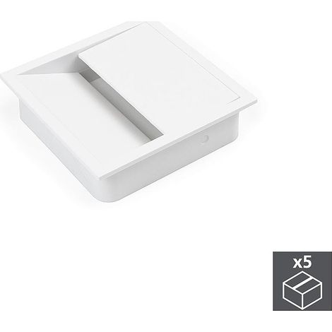 Passacavi da tavolo, quadrato, 85 x 85 mm, da incasso, Plastica, Bianco, 5 pezzi 5047212 EMUCA (1/4)