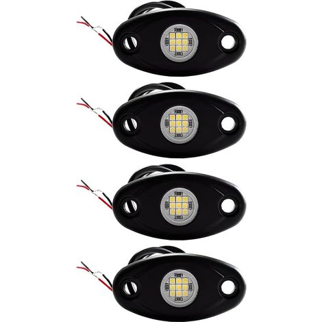 Schwarze 12-V-LED-Unterbodenbeleuchtung aus Aluminiumlegierung und Polycarbonat, vielseitige Niedervoltbeleuchtung für Fahrzeuge aller Art und zur Ambientebeleuchtung im Auto, 4er-Pack