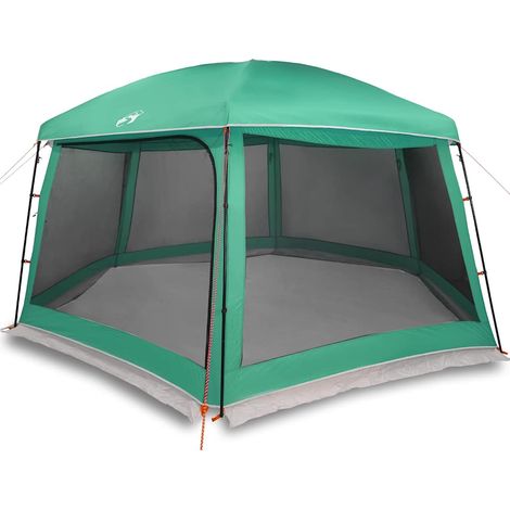 Tente piscine toit amovible parois maille vert d'eau 618x532 cm