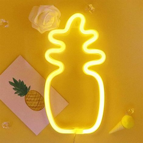 Ananas blanc chaud Néon Ananas Nuit Décor PineaPôle batterie légère ou USB Nuit Powered Lumière Décoration d'intérieur Idéal pour Chambre Salon Salon Bureau de mariage de Noël de fête d'annive
