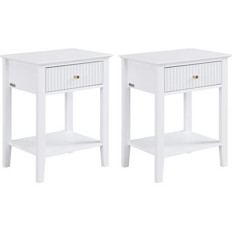 Comodino con 1 cassetto e 1 ripiano - MDF - Bianco - Lotto di 2 - NIRIVA (1/5)