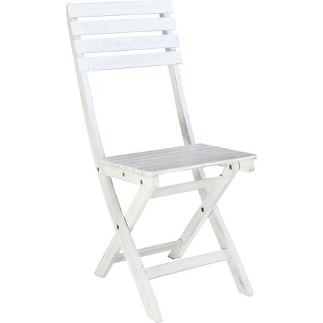 Silla blanca plegable sin brazos de madera para exteriores mod.Dalila