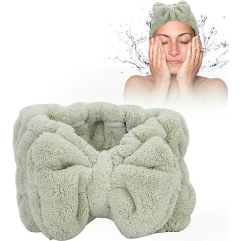 Hairbow Headband, Makeup Headband without Fade, for Makeup Salon, Washing Hair at Home (Matcha Green Headband) (1/5)
