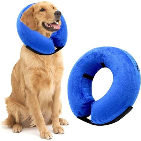 Lntyq Collier conique pour chiens après une chirurgie, collier conique gonflable réglable pour chiens et chats de petite, moyenne et grande taille, pour éviter de mordre et de gratter (taille : L) (1/5)