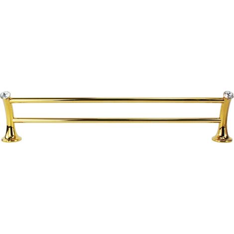 Porta asciugamano doppio portasalviette da Bagno da Muro in acciaio oro con punto luce cristallo in acrilico accessori bagno (1/2)