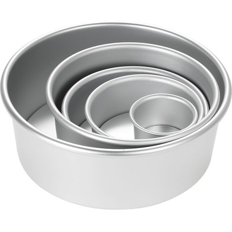 Lot de 5 moules à gâteau ronds en alliage d'aluminium pour gâteau chiffon cheese-cake pudding plat de cuisson avec fond amovible (1/3)