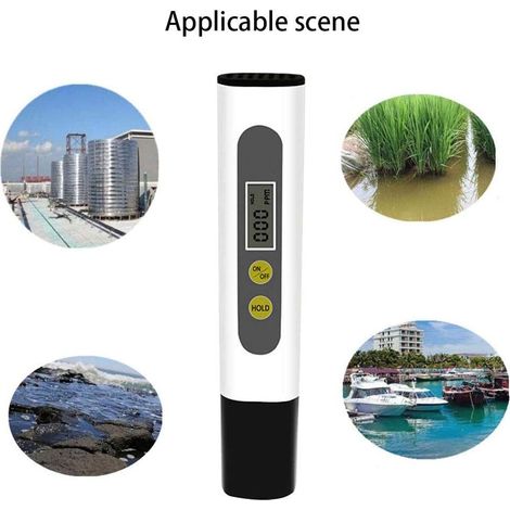 Détecteur de qualité de l'eau écran LCD type stylo de détection eau potable réservoir d'eau de piscine à deux boutons (1 noir) (1/4)