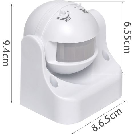 SENSORE MOVIMENTO INFRAROSSI 180° PIR CREPUSCOLARE IP44 AIGOSTAR