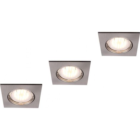 3er Set eckige Einbauleuchten PITTSBURGH mit GU10 LED, Breite 8cm