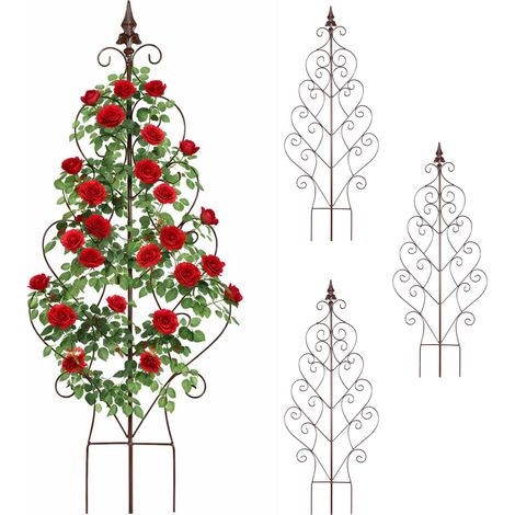 Metallrosen-Rankgitter mit Herz- und Lilien-Zierelementen
