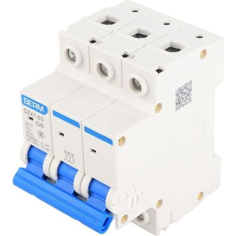 Disjoncteur miniature tripolaire 25 A 400 V, protection différentielle miniature DZ47-63 C25, protection contre les fuites