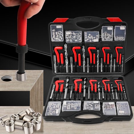 Werkzeugset zur Reparatur von Schraubeneinsätzen, Werkzeugset zur Reparatur glatter Gewinde, Werkzeugset zur Reparatur metrischer Gewinde für Auto, Motorrad, Fahrrad