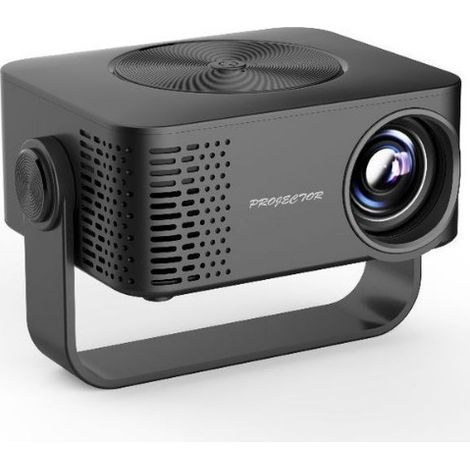 Videoprojektor, 1080P Mini-Projektor, automatisches Einschalten mit WLAN, Video-Overhead-Projektor, tragbarer Heimkino-Projektor, 11,5 x 11,5 x 5,2 cm, Schwarz