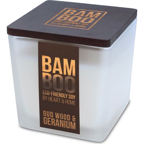 Bougie éco responsable bois de oud géranium heart and home (1/3)