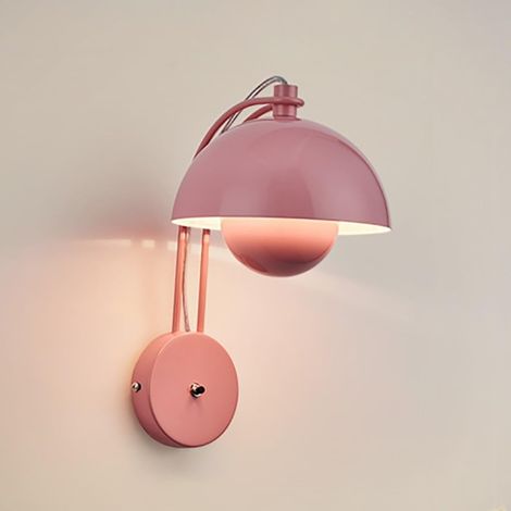Lampe de lecture murale en métal – Style macaron, design floral en forme de bourgeon – Pour chambre et salon, Rose (1/5)