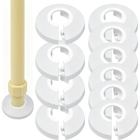 Coffrage Cache Tuyau - 10 Pièces Rosaces de Radiateur 15mm Blanc, Cache Tuyau Rosace pour Coffrage PVC, Accessoire de Plomberie pour Isoler et Protéger les Tuyaux de Radiateur (1/5)