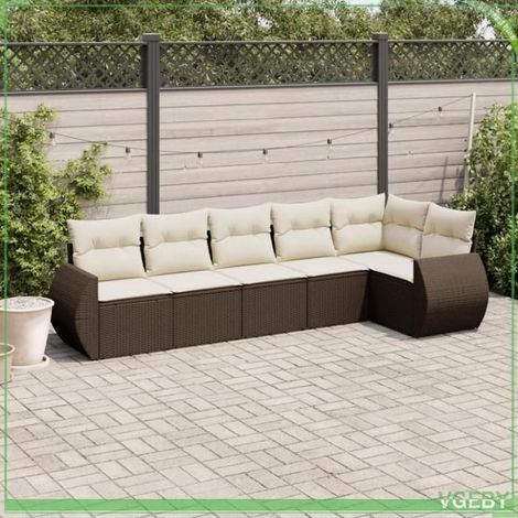 Salon de jardin - Modulaire - Résine tressée marron - Rangement sous assise (sacs étanches) - Coussins déhoussables (1/3)