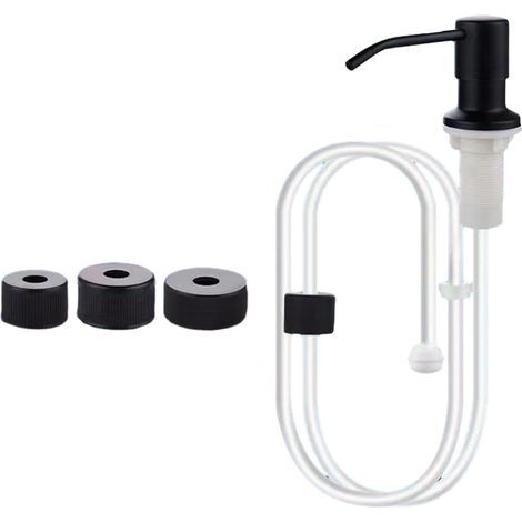 Distributeur de savon pour évier de cuisine, kit de rallonge, distributeur de savon encastrable, distributeur de lotion, noir (1/5)