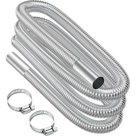 300 cm langes, flexibles Abgasrohr aus Edelstahl 304 – 25 mm Durchmesser – mit 2 Klemmen für Dieselheizungen und Generatoren (1/5)