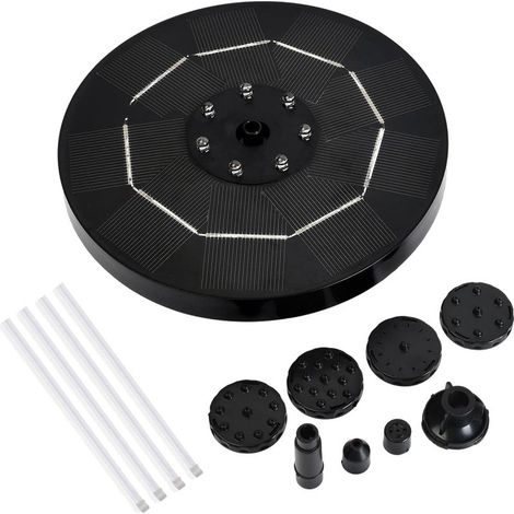 Vtizikl Fontaine solaire LED 3,5 W pour bain d'oiseau Pompe à eau solaire avec batterie 6 buses Fontaines d'eau flottantes pour jardin, bain d'oiseaux, étang, piscine, aquarium, 7 lumières LED (1/5)