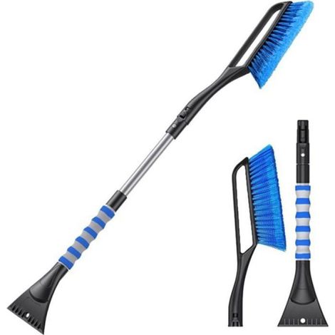 Grattoir À Glace - Brosse À Neige 2-en-1 - Pour Pare-Brise Voiture Camion SUV - Télescopique 77,7 à 92 cm - Lame Amovible (1/3)