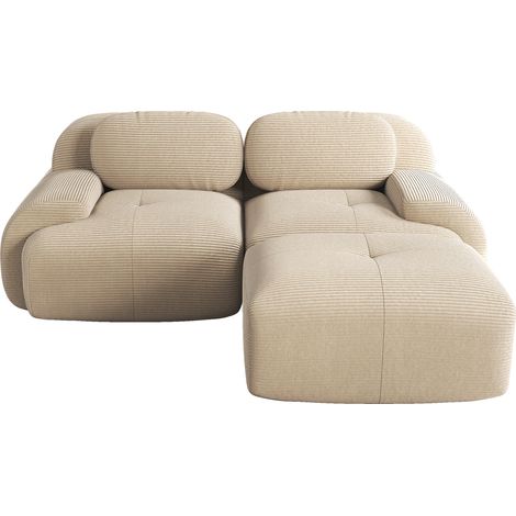 ELVMI Sofá esquinero modular con reposabrazos curvos, sin montaje, espuma 32D, Córduroy Beige (1/5)