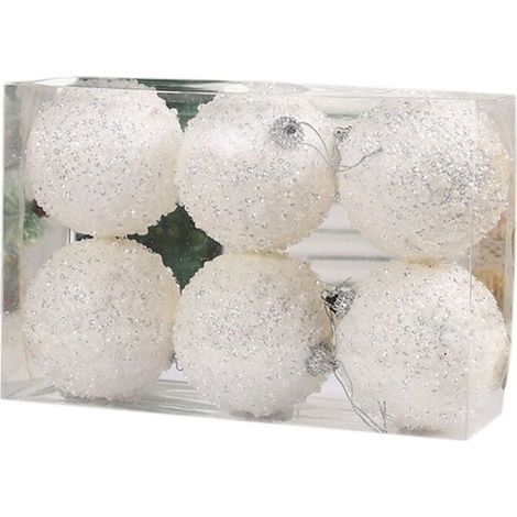 8 cm/6 Stück Perlen-Diamant-Pailletten-Weihnachtskugel-Etui, Heim-Shop-Weihnachtsfeier-Anhänger, Baumhänger-Dekoration, 4