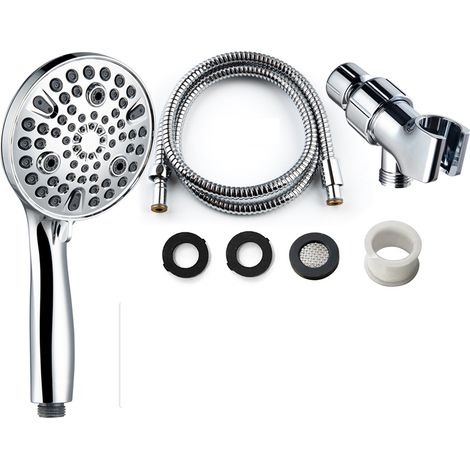 Nouveau Set de Douche Main avec Tuyau Souple 1,5m et Support Murale - Chromé (1/5)