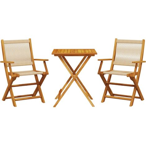 Set da Bistrot 3 pz Salotto da Giardino Beige in Polipropilene e Legno Massello (1/5)