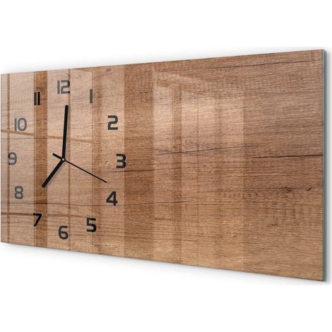 Horloge Murale Design Original 60x30 cm Verre Trempé Silencieuse Salon Arrière-plan en bois (1/5)